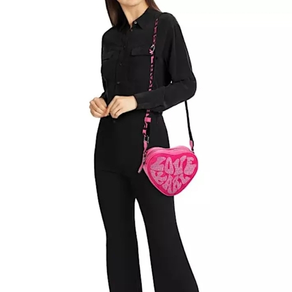 🔹️Karl Lagerfeld 🔹️Paris Maybelle Heart Rhinestone Crossbody Pink Love✨️🩷 - Picture 2 of 4